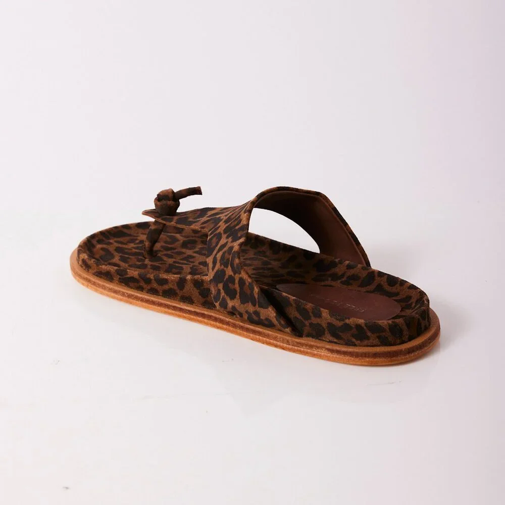🎉LAST CHANCE🎉 FREE PEOPLE Mika Footbed Sandals / Chestnut Leopard Suede - Picture 7 of 13